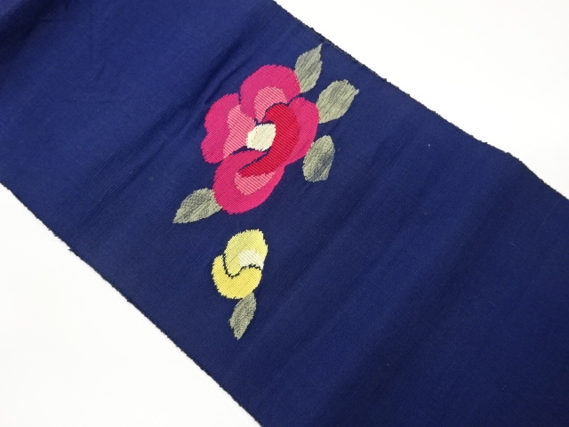 JAPANESE NAGOYA OBI / MAWATA TSUMUGI / WOVEN CAMELLIA